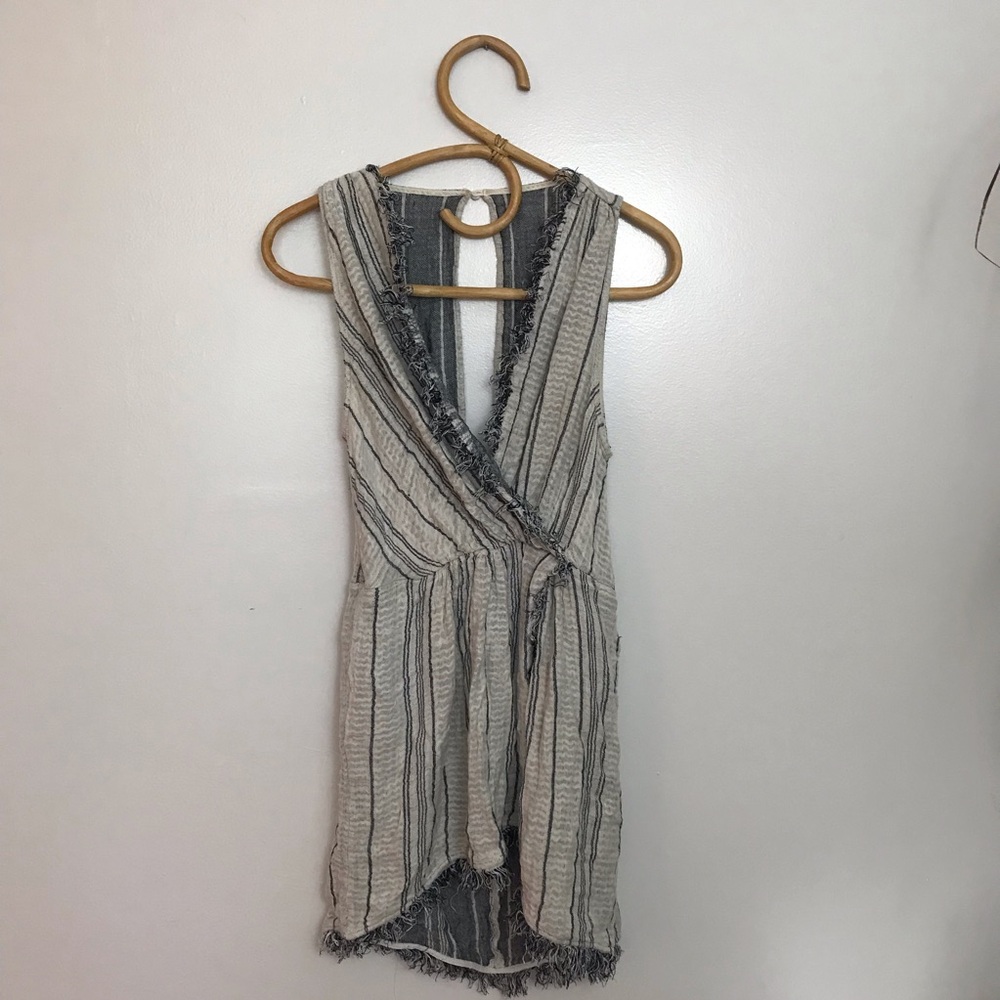 The Jetset Diaries x Free People Sleeveless Boho Frayed Hem Tunic Top